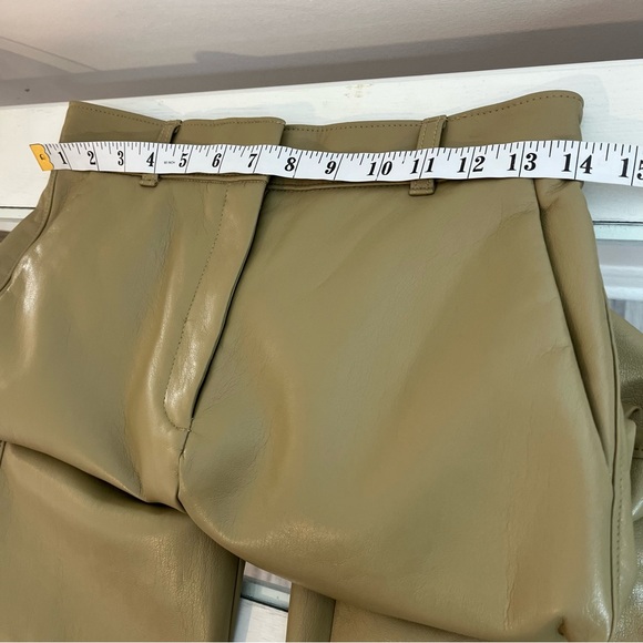 Aritzia Babaton Women's Size 4 Command Cropped Pant Mid Rise Vegan Leather Tan - Picture 11 of 12